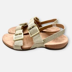 NWOT Vionic Reese Slingbacks Oatmeal Beige Fabric Sz 8